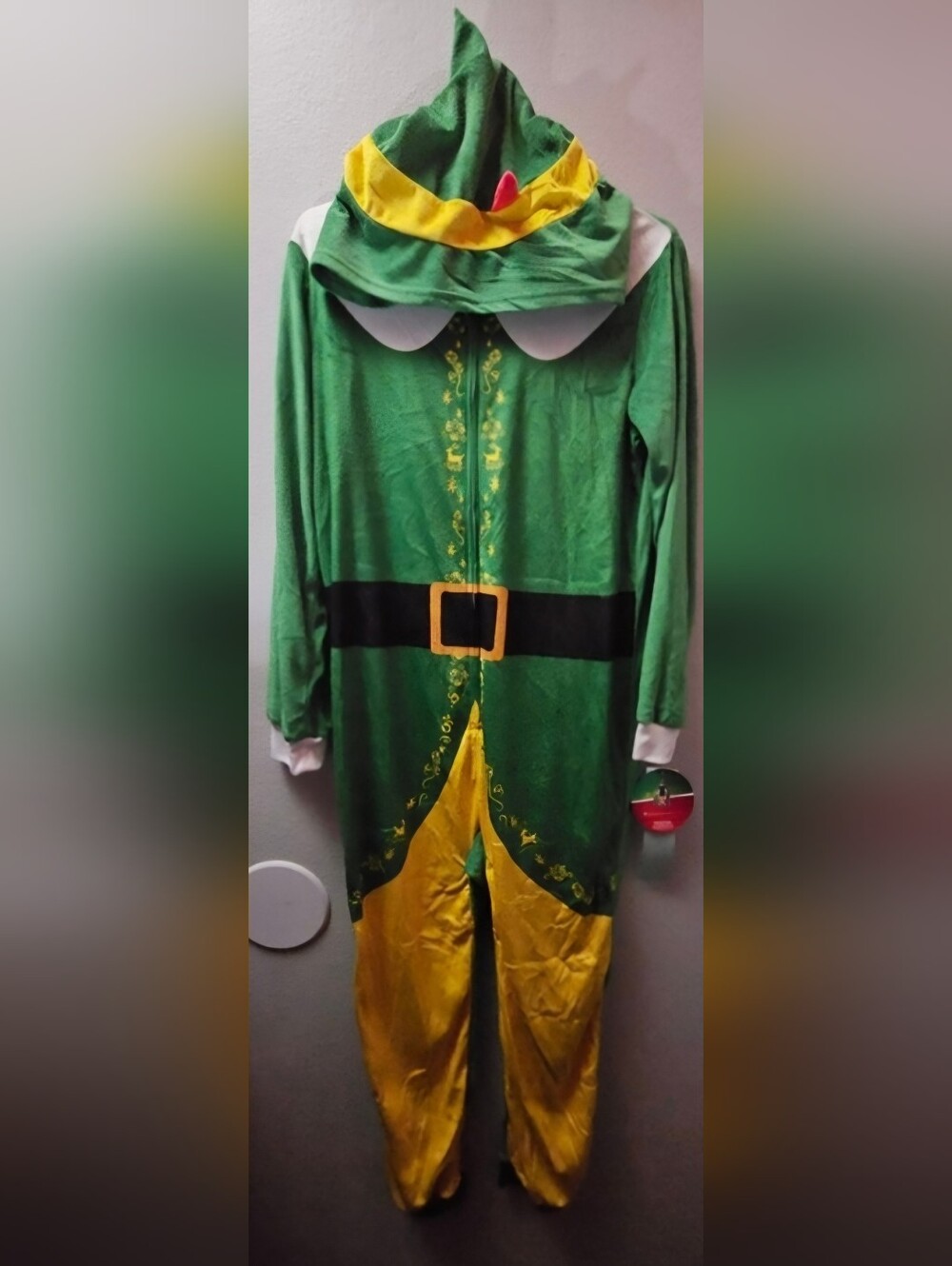 NWT Buddy the Elf Kids Hooded Union Suit Costume Pajamas Size S 6/7